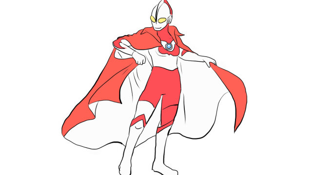 初代奥特曼与他帅气的披风儿童卡通简笔画