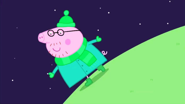 爸爸带小猪佩奇在夜空里识别星星 他们看见了北斗七星和北极星