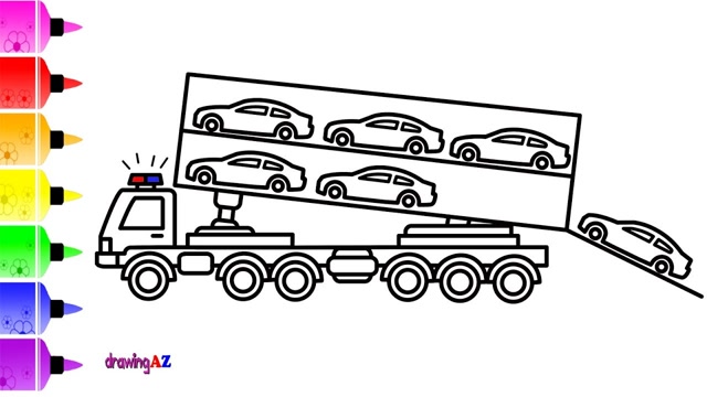 儿童简笔画:超载客运货运卡车