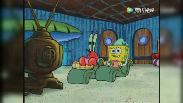 蟹老板在海绵宝宝家看电视太激动,竟然把他家砸了!