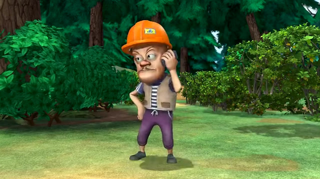 李老板打电话给光头强让他今晚必须砍一卡车的树,不然就扣他工资