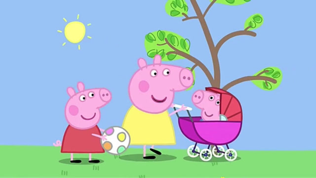 佩奇乔治和堂姐克洛伊一起去花园玩,她们让乔治假装做个小宝宝