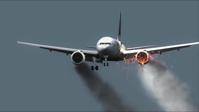 飞机驾驶模拟,波音777发动机失火,疑似齿轮发生故障!