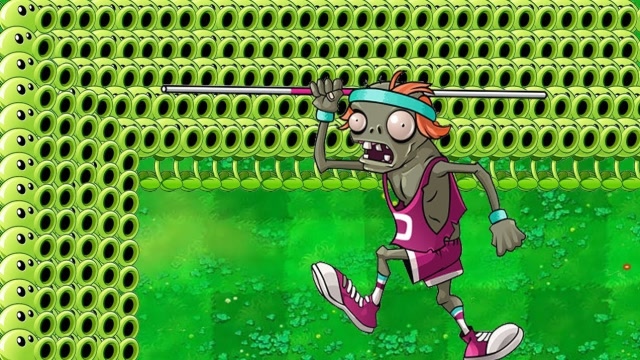 当豌豆射手密密麻麻的在花园里摆在一起,跳杆僵尸:看我的厉害