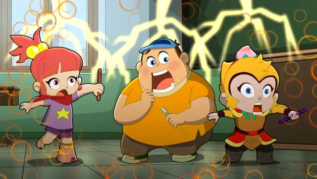 我的小小美猴王众人在教室玩吹泡泡老师突然来了