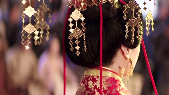 头戴金丝八宝攒珠髻绾着朝阳五凤挂珠钗这一身行头不便宜啊