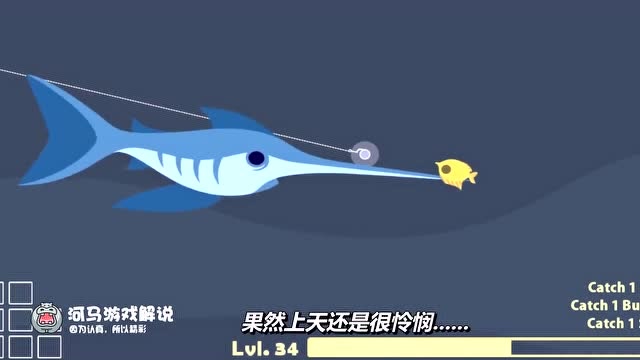 小猫钓鱼河马哥钓到一只钢铁鱼后边的小蓝鱼对它不离不弃