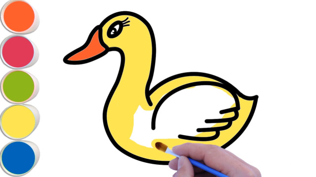 教你画一只漂亮的小鸭子涂上漂亮的颜色卡通简笔画视频教程