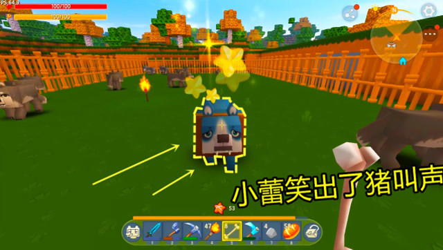 迷你世界极限生存26:小蕾只用2根骨头就把小狼驯服了,高兴坏了