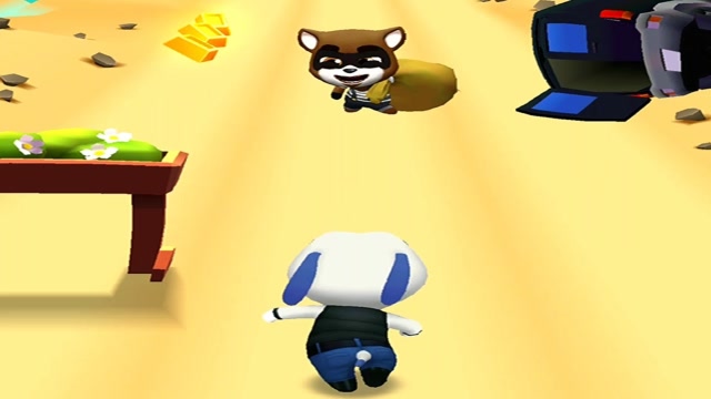 汤姆猫跑酷儿童游戏 勇敢的汉克狗副警长在海滩追捕小偷