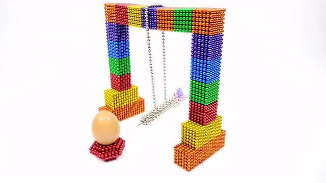 磁力巴克球手工制作,用飞镖磁珠消灭鸡蛋