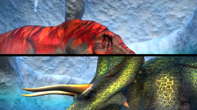 恐龙战争:四进二决赛,霸王龙大战三角龙