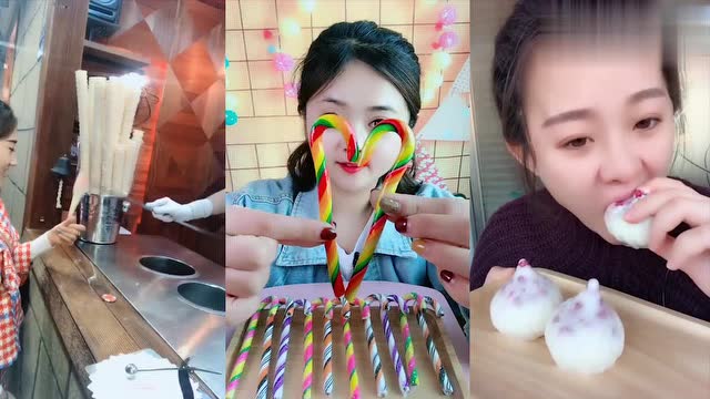 网红女主播吃拐杖小糖果,冰包子,是我童年向往的生活