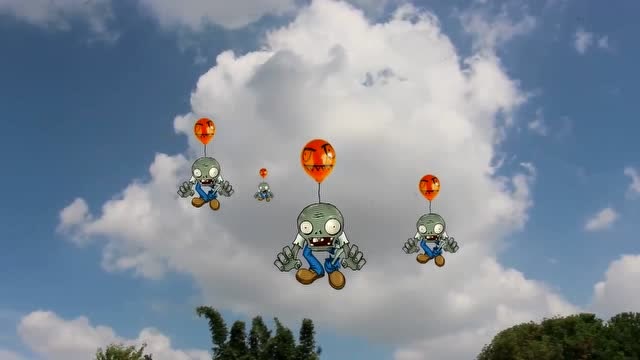 植物大战僵尸:好多带气球的僵尸飞来了