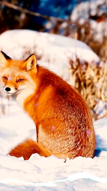 妖娆身姿的狐狸与雪地相映,美丽非凡