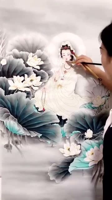 美女用毛笔画出来的画,简直太好看了,你来欣赏下!