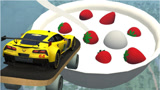 汽车加足马力冲过巨型草莓冰会怎样？3D动画模拟，画面太酸爽！