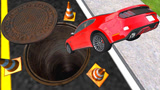 小汽车能否飞跃巨型井盖？3d动画模拟挑战，结果难以置信！