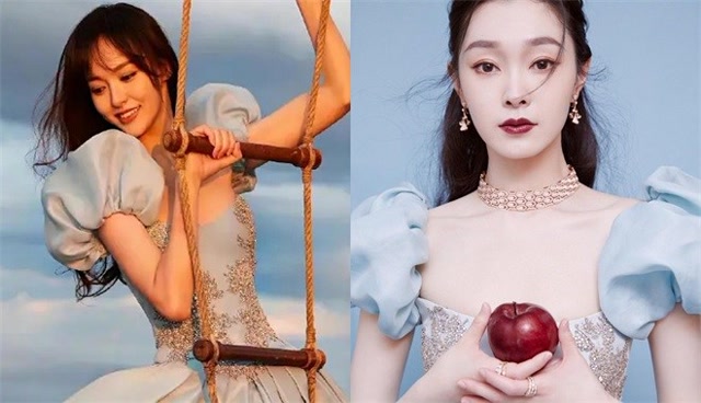 宋轶"白雪公主"造型撞衫唐嫣两年前的造型,都好美!