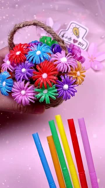 用吸管做一篮美美的小雏菊吧!