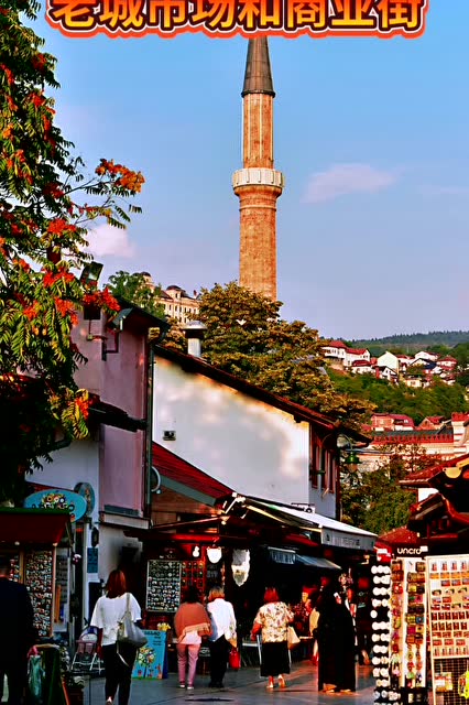 波黑首都萨拉热窝老城市场和商业街