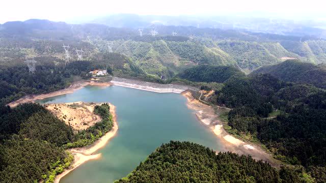 航拍镇雄 李家河坝水库 森林湿地