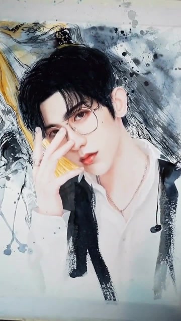 水彩大神笔下的蔡徐坤,不打篮球的坤坤,男神范十足