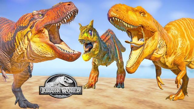 食肉牛龙vs鲨齿龙暴龙侏罗纪世界进化