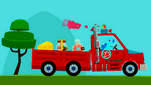 小恐龙迪诺 恐龙卡车游戏视频 恐龙开卡车拉货