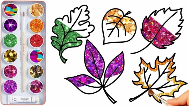 给宝宝画画金粉叶子,亲子简笔画涂颜色