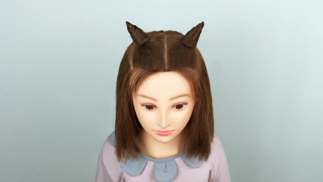 超萌超可爱的羊角发型 短发小女孩发型教程