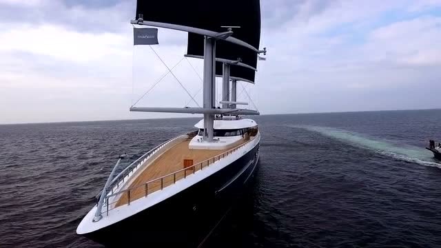 106米黑珍珠帆船超级游艇,现代科技结晶,能无耗油穿越大西洋