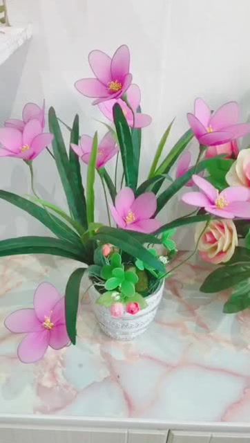 艾尚花艺原创手工 丝网花水仙百合制作教程