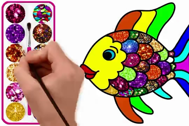 儿童简笔画:彩虹鱼画画