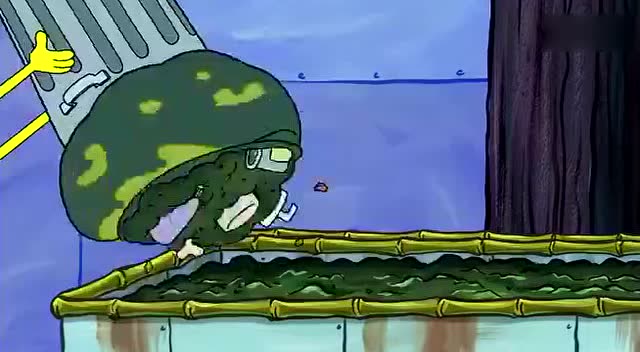 垃圾堆里的垃圾怪,海绵宝宝被吓的瑟瑟发抖了