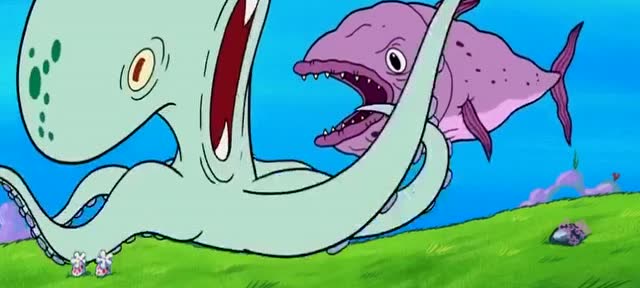 章鱼哥险些被吃最后变成超大章鱼怪