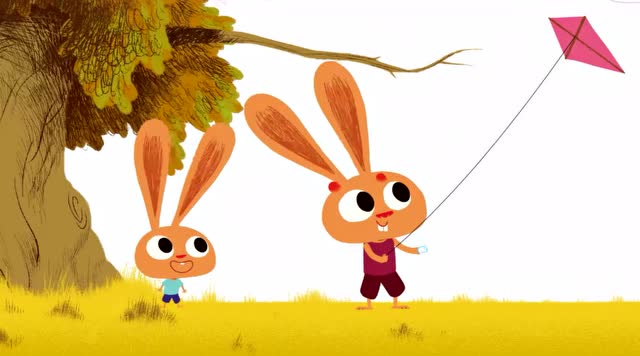 兔先生:两只兔子用耳朵放风筝呢