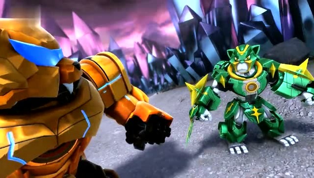 猪猪侠:石甲熊和神木猿变身与机械龙守卫展开激烈战斗