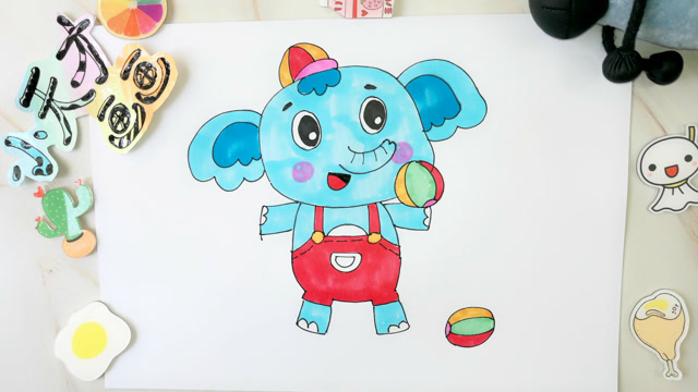 可爱小蓝象,儿童简笔画教学,小天才画画