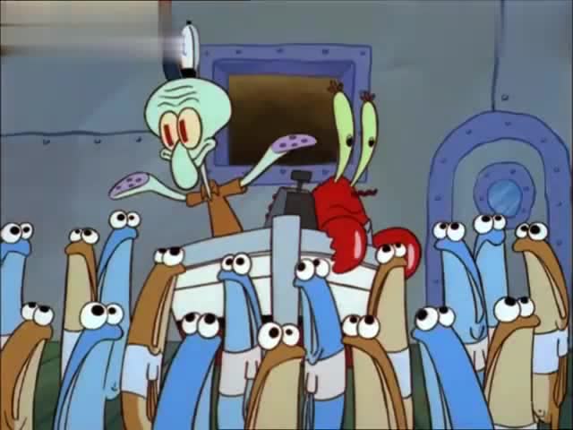 海绵宝宝蟹堡王情况不太好啊,被一堆凤尾鱼包围了