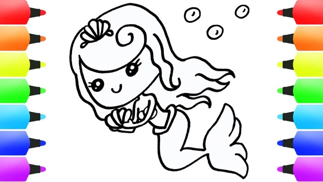 儿童简笔画可爱美人鱼画画