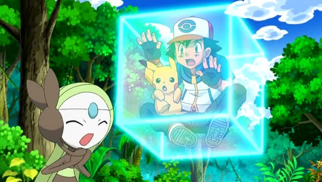 猫老大一招力量宝石击退皮卡丘,为救小智美洛耶塔被抓