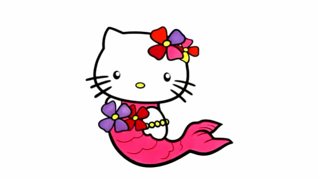 儿童简笔画凯蒂猫美人鱼画画