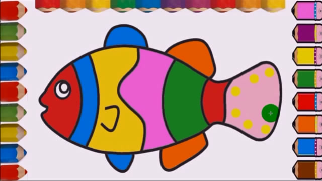 儿童简笔画小鱼涂色图片