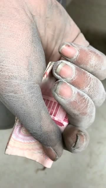 96年妹子的手,扛水泥给的工钱!