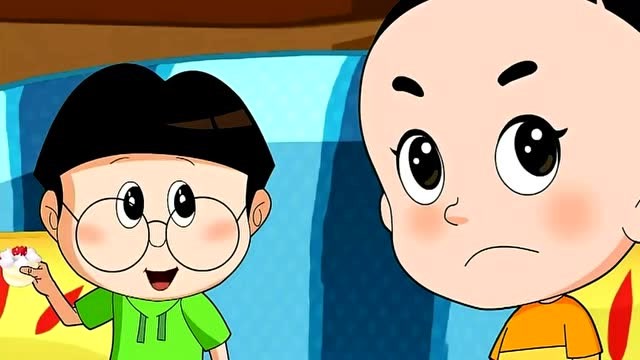 围裙妈妈给小明制作小点心吃,大头儿子真是太不听话