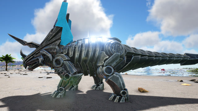 方舟生存进化恐惧 24 暗墨捕捉到一只机器三角龙好帅啊