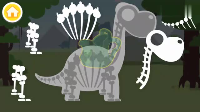 《宝宝巴士亲子游戏》腕龙的个子很高,它可以吃到很高的树叶