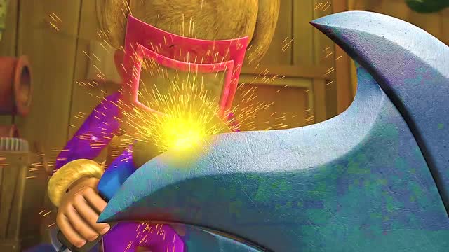 熊出没光头强好聪明,看图纸,就自己造了一台蒸汽机