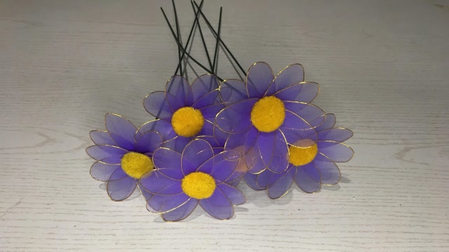 花1元成本制作的丝网花《小雏菊》真美,而且不需要买花了!